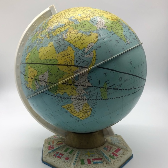 Vintage 1950s Metal World Globe with Stand - Picture 11 of 11